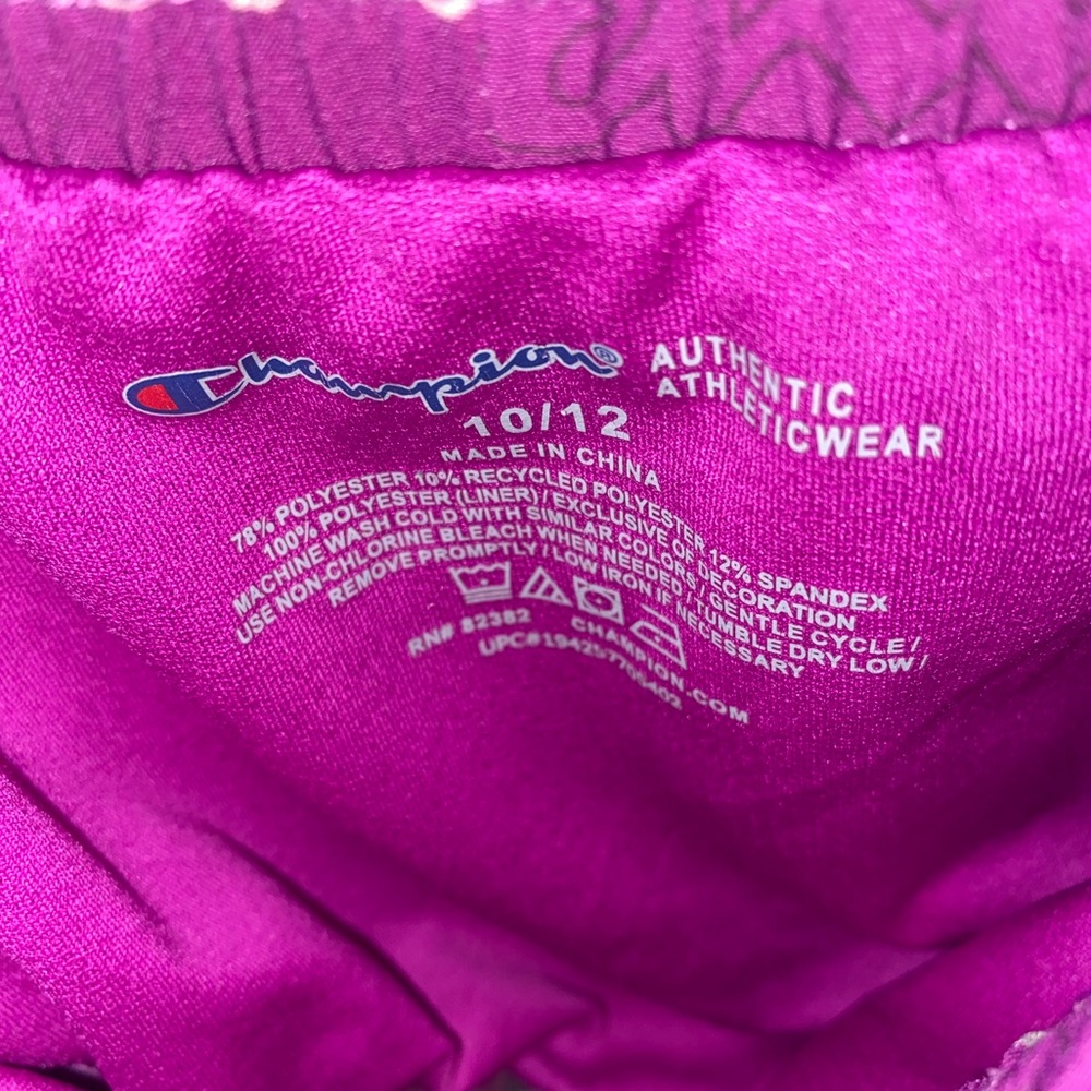 Champion Girls Purple Logo Print Athletic Running Shorts Size L 10/12 - Picture 3 of 3